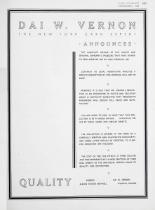 The Sphinx - December 1932 - Dai Vernon Ad